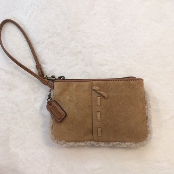 Coach Handbags - NWOT Coach Suede Wristlet with Wool Trim